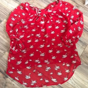 Forever 21 swan high low blouse